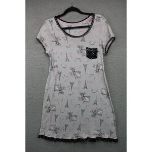 Layla Women's Pajama Gown-Size Medium-Paris Print-Stretchy-Boho